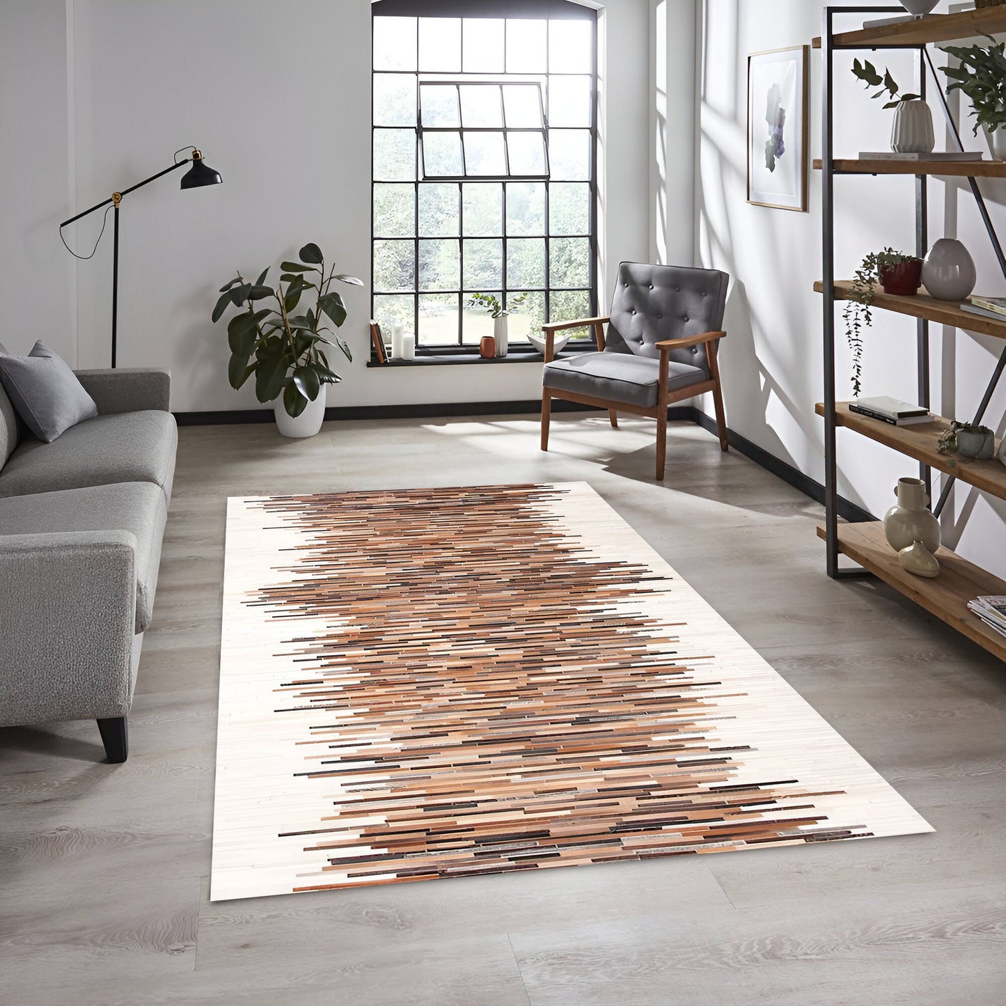 Boho Style Multicolor Natural Cowhide Patchwork Rug, Handmade Area Rug