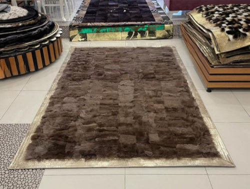 Brown And Gold Natural Sheepskin Area Large Living Room Handmade Rug