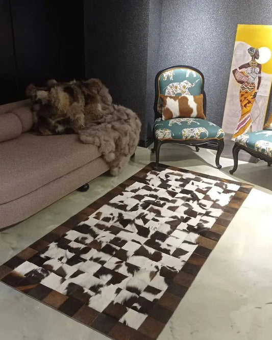 Brown and Cream Natural Cowhide Area Rug, Modern 100% Genuine Rug - Wonder fur rug Rug Wonder Fur Rug Wonder fur rug
