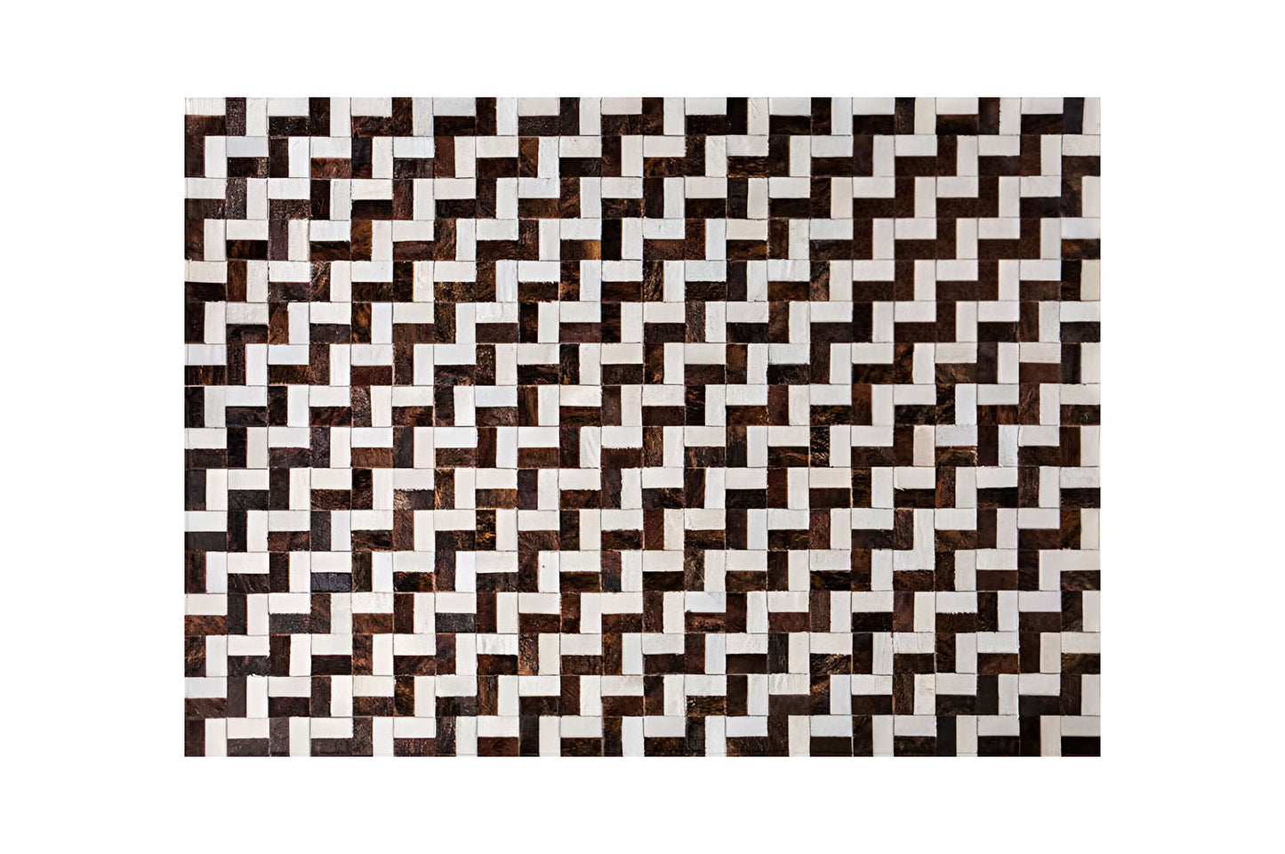 Brown and White Cowhide Area Rug, High Quality Natural Leather Handmade Rug