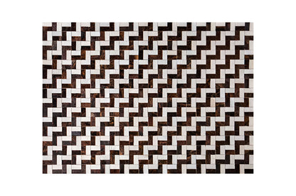 Brown and White Cowhide Area Rug, High Quality Natural Leather Handmade Rug