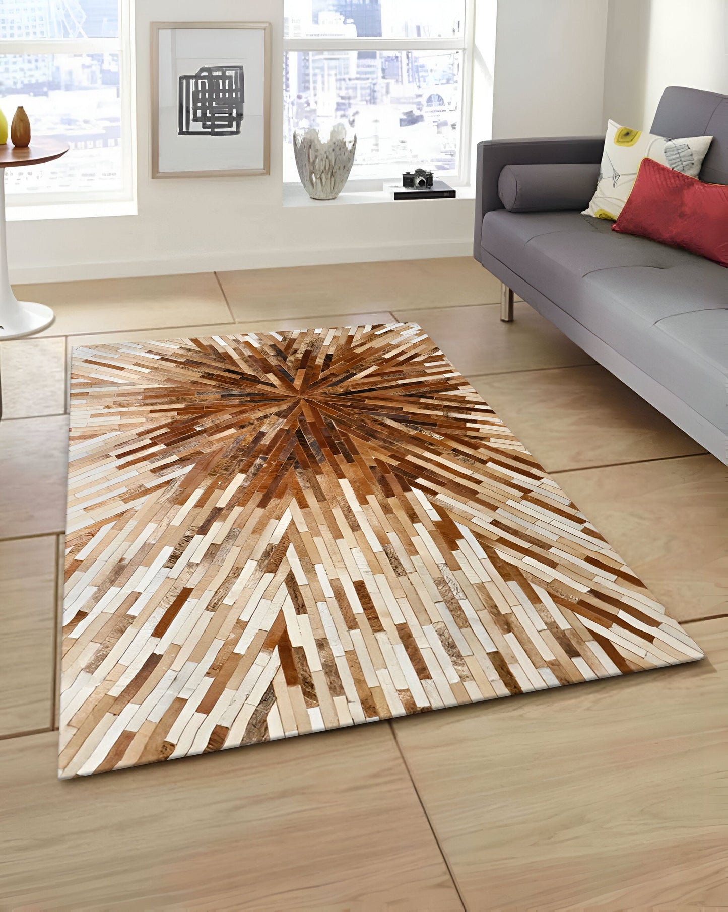 Custom Patten Natural Cowhide Patchwork Area Rug, High Quality Handmade Rug