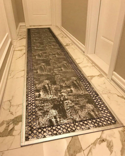 Customizable Modern Faux Leather Elegant Runner Rug , Handmade Carpet