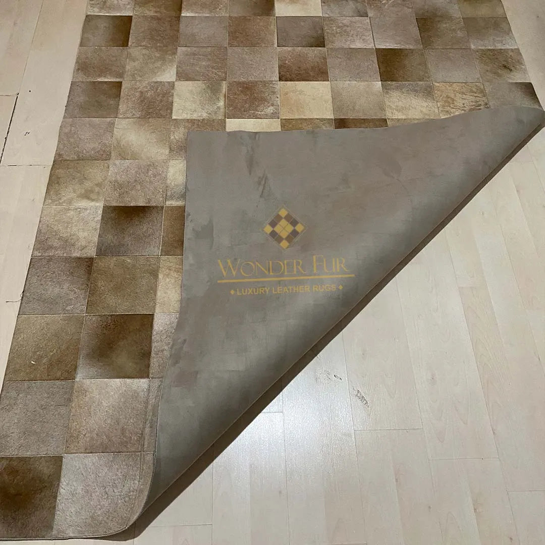 Customized Mixed Brown Natural Handmade Cowhide Area Rug Elegant Carpet