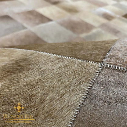 Customized Mixed Brown Natural Handmade Cowhide Area Rug Elegant Carpet