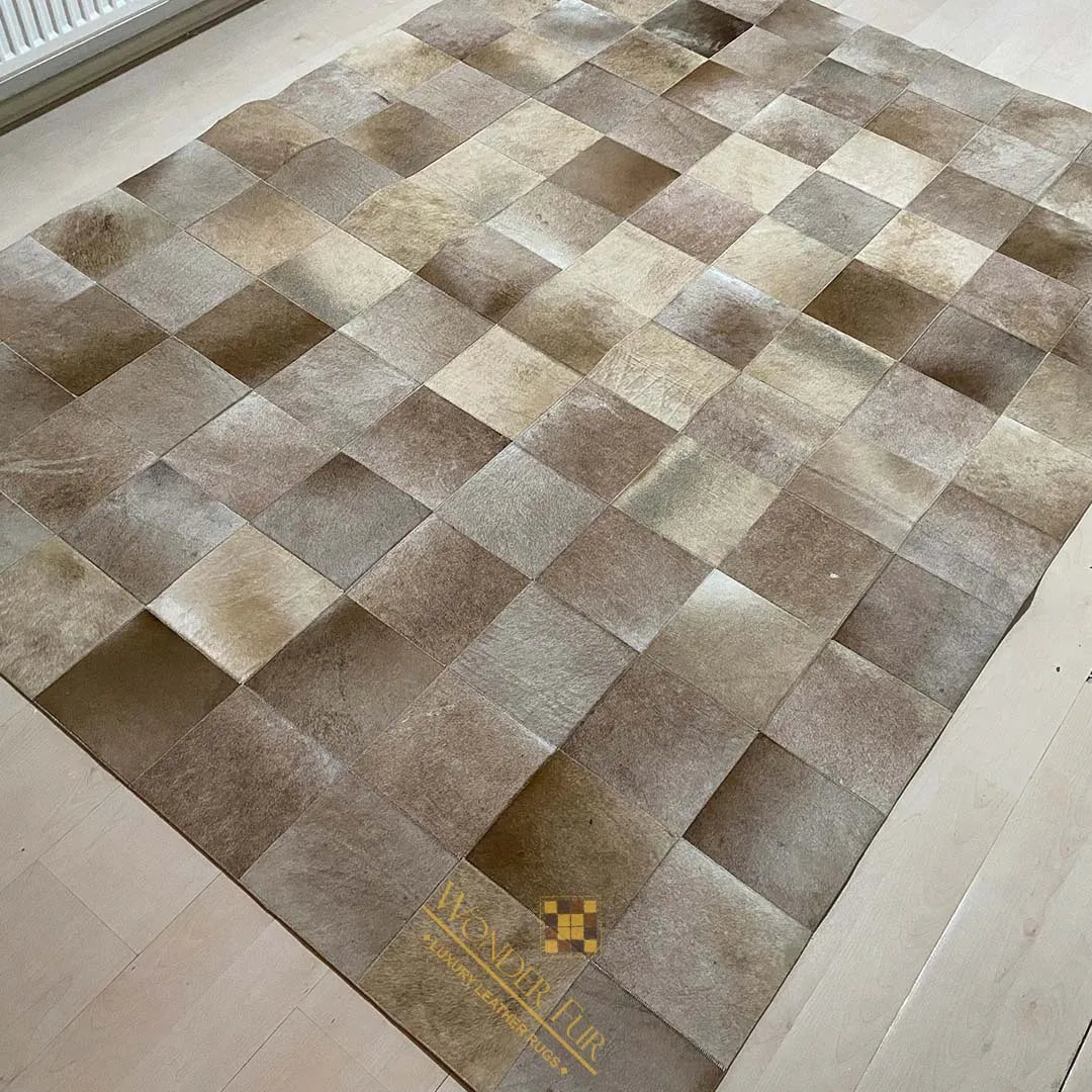 Customized Mixed Brown Natural Handmade Cowhide Area Rug Elegant Carpet