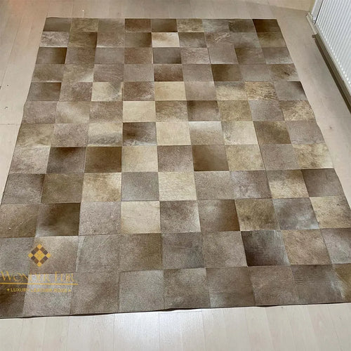 Customized Mixed Brown Natural Handmade Cowhide Area Rug Elegant Carpet