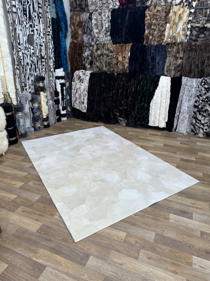 Handmade Natural Bej Lambakin FurRug, 100% Handmade Shaggy Sheepskin Carpet