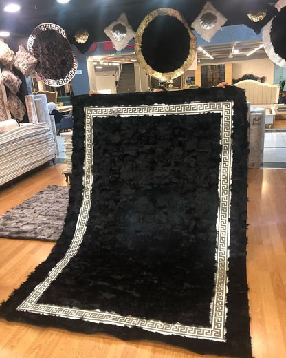 Decorative Home Natural Black Silver Sheepskin Large Living Room Rug