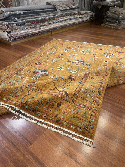 Handmade Afghan Sultani Rug – Mustard Yellow, Wool Tribal Carpet