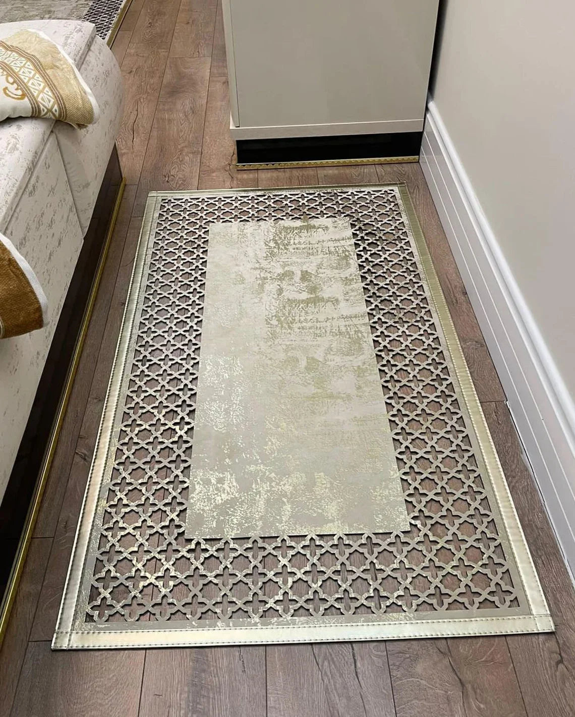 Elegant Decorative Faux Leather Handmade 6x8 Area Living Room Rug