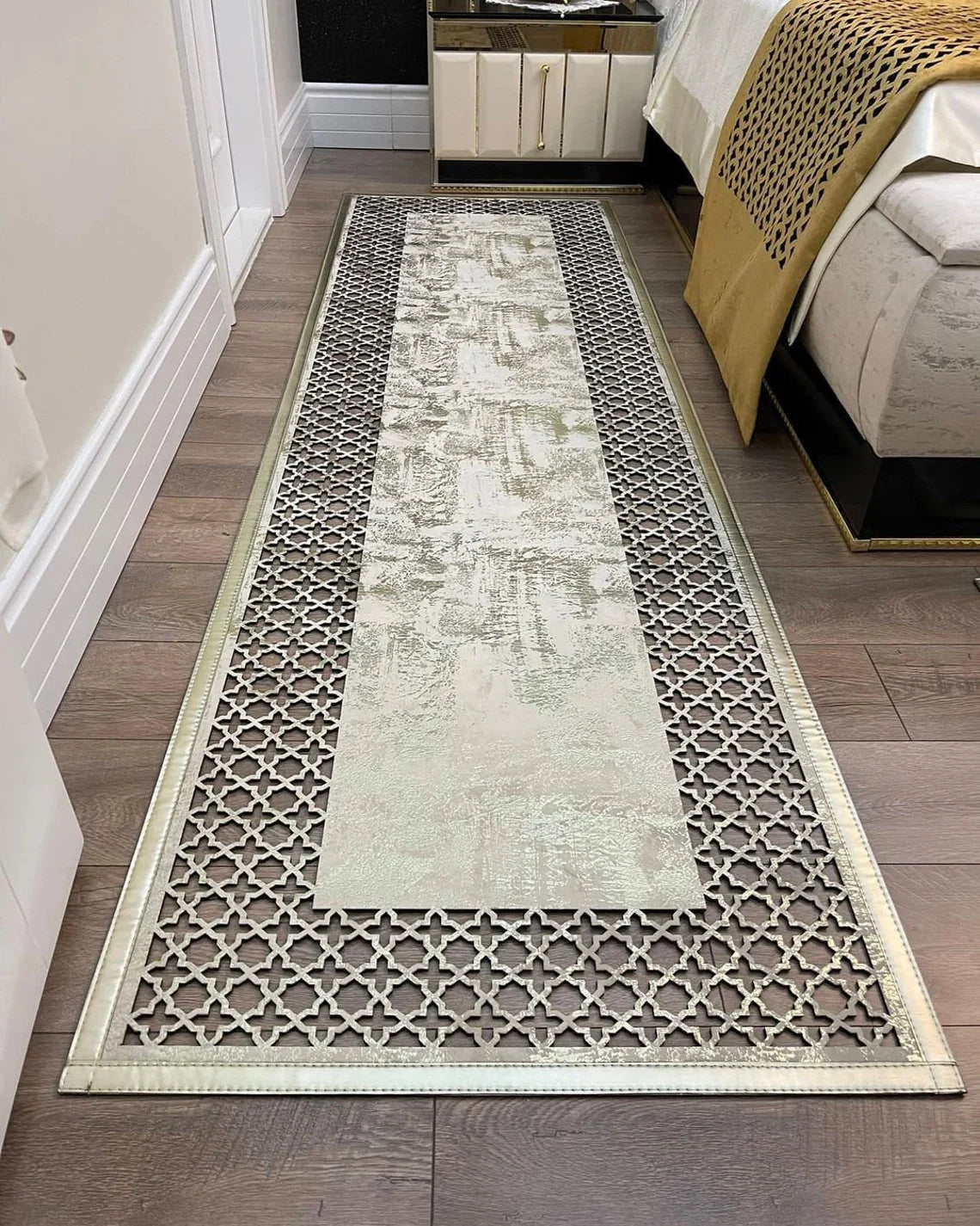 Elegant Decorative Faux Leather Handmade 6x8 Area Living Room Rug