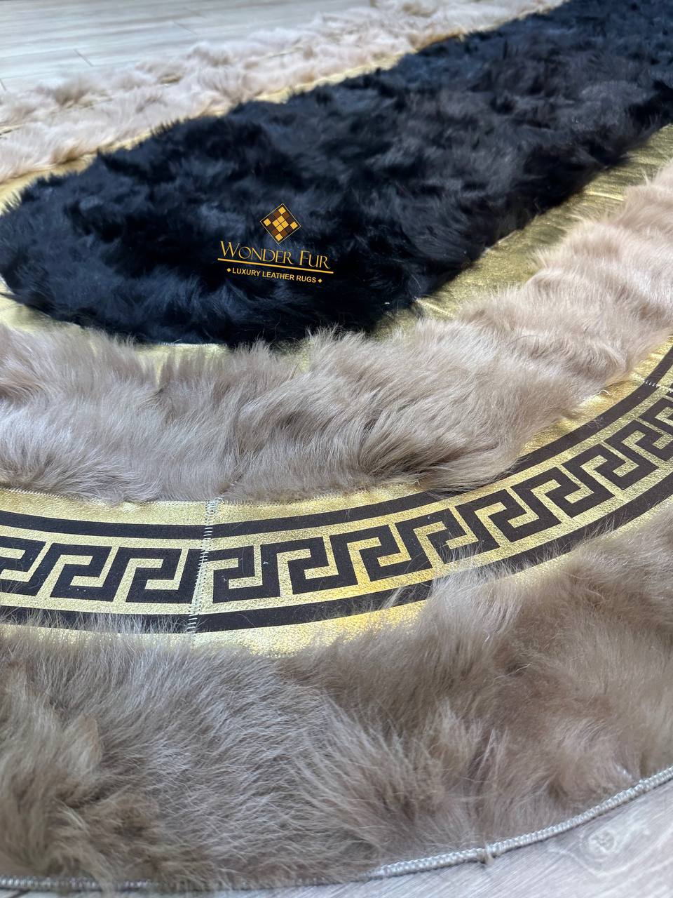 Elegant Natural Brown Sheepskin Wool Runner Rug , Fluffy Non Slip Rug