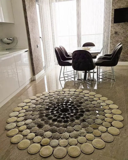 Elegant Natural Cowhide Round Rug, Circle Cow Skin Rug, Patchwork Decorative Carpet