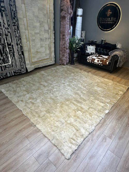 Elegant Natural Handmade Sheepskin Beige And Living Room Rug
