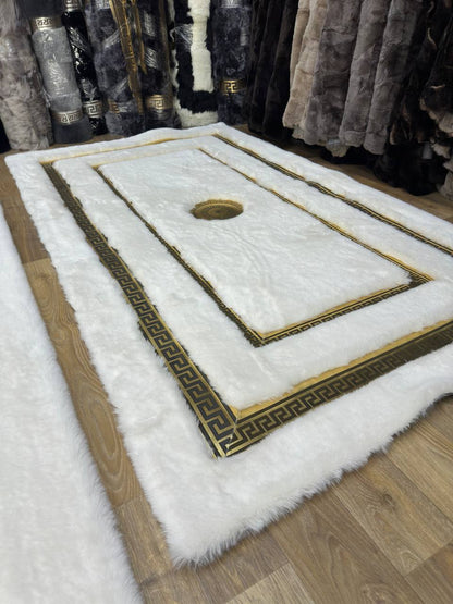 Faux Fur Rug, Soft Area Rug, White Gold Fluffy Area Rug