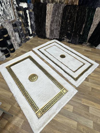 Faux Fur Rug, Soft Area Rug, White Gold Fluffy Area Rug