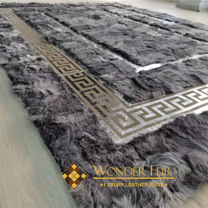 Fluffy Handmade Gray 6x8 Sheepskin Bedroom Rug,Shaggy Soft NonSlip Rug