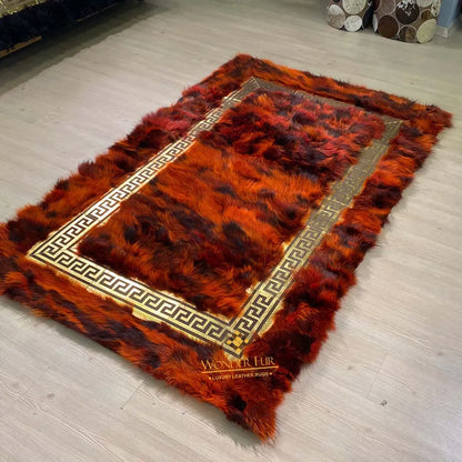 Fluffy Red Fox Fur Area Rug for Home Decoration
