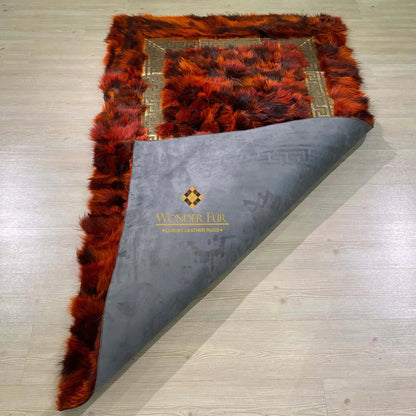 Fluffy Red Fox Fur Area Rug for Home Decoration