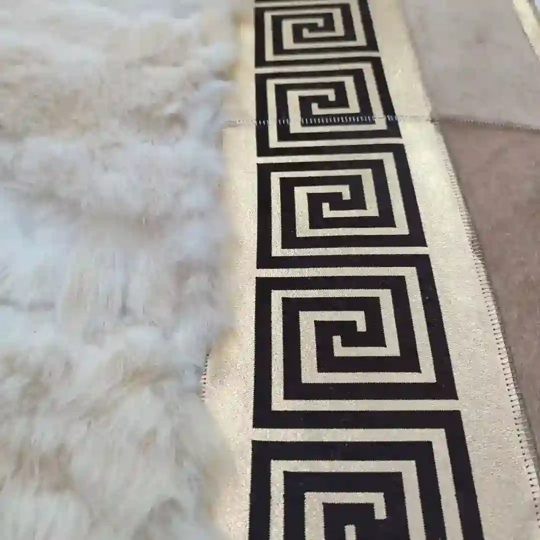 Handmade Beige And Brown Natural Sheepskin Large 10x12 Living Room Rug