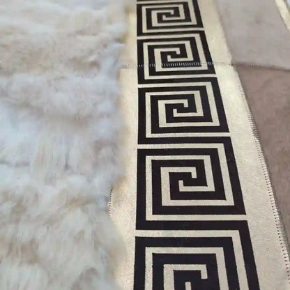 Handmade Beige And Brown Natural Sheepskin Large 10x12 Living Room Rug