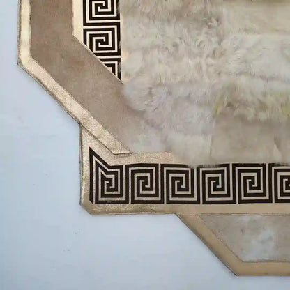 Handmade Beige And Brown Natural Sheepskin Large 10x12 Living Room Rug