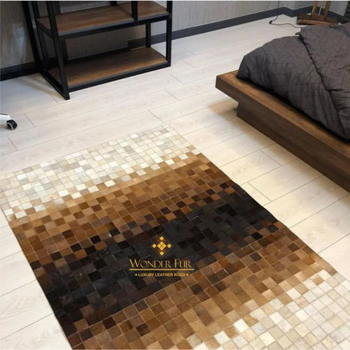 Genuine Decorative Tricolor Cowhide Bedroom 5x7 Area Rug ,Handmade Rug