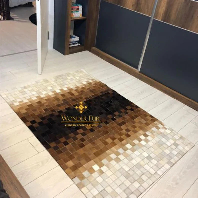 Genuine Decorative Tricolor Cowhide Bedroom 5x7 Area Rug ,Handmade Rug