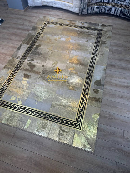 Genuine Gold Sheepskin Customize Bedroom Rug , Handmade Non Slip Rug