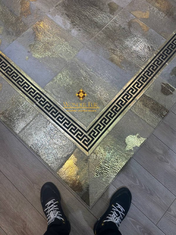 Genuine Gold Sheepskin Customize Bedroom Rug , Handmade Non Slip Rug