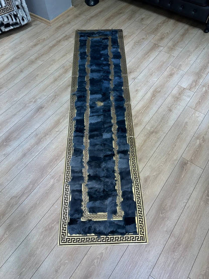 Genuine Handmade Blue Home Decor Runner Rug , Customize Non Slip Rug