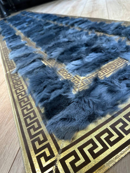 Genuine Handmade Blue Home Decor Runner Rug , Customize Non Slip Rug