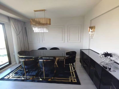 Genuine Leather Black And Gold Cowhide Living Room Rug , Handmade Rug