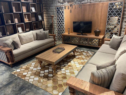 Genuine Patchwork Brown And White Cowhide 6x8 Living Room Leather Rug