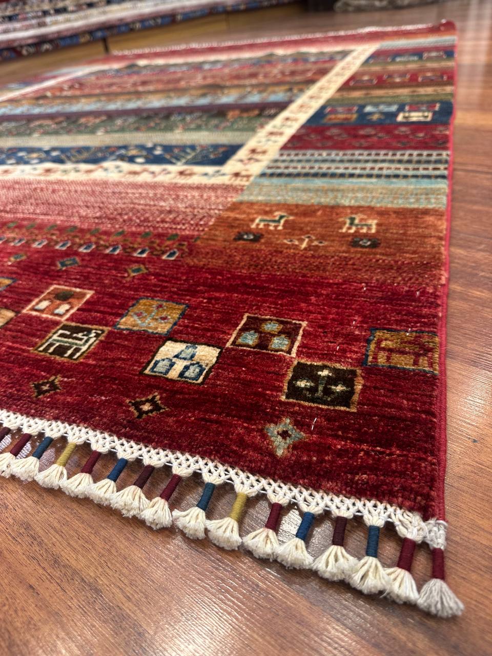 Handmade Afghan Gabbeh Wool Rug– Tribal Nomadic Boho Carpet