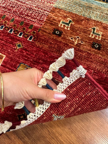 Handmade Afghan Gabbeh Wool Rug– Tribal Nomadic Boho Carpet