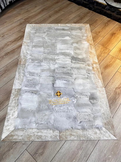 Handmade Amazing White Sheepskin Area 6x8 Living Room Rug , Soft Rug