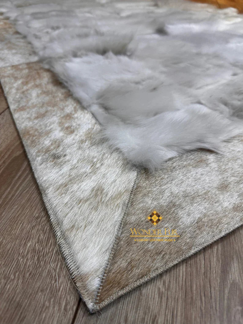 Handmade Amazing White Sheepskin Area 6x8 Living Room Rug , Soft Rug