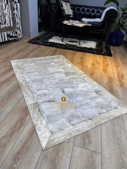 Handmade Amazing White Sheepskin Area 6x8 Living Room Rug , Soft Rug