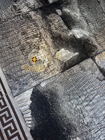 Customized Handmade Natural Black And Silver Sheepskin Area Office Rug