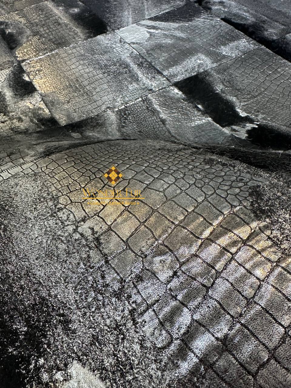 Customized Handmade Natural Black And Silver Sheepskin Area Office Rug