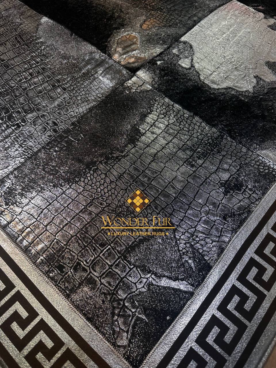 Customized Handmade Natural Black And Silver Sheepskin Area Office Rug