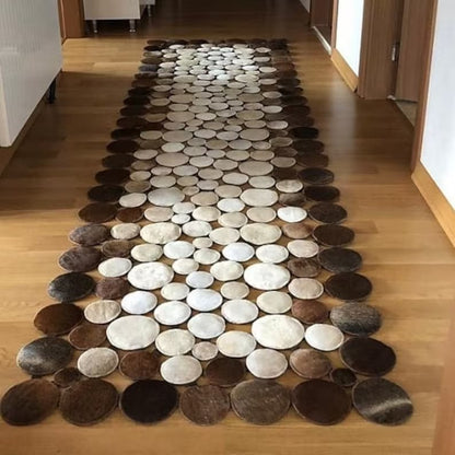 Handmade Brown Beige Real Cowhide Living And Corridor Scandinavian Rug