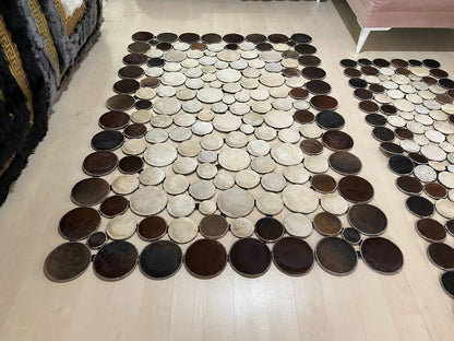 Handmade Brown Beige Real Cowhide Living And Corridor Scandinavian Rug