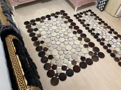 Handmade Brown Beige Real Cowhide Living And Corridor Scandinavian Rug