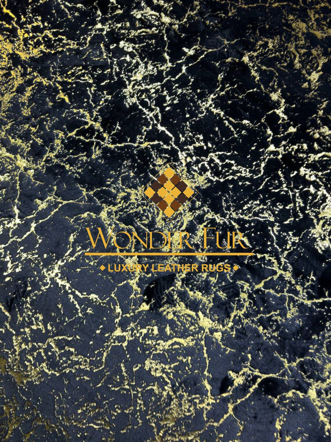 Handmade Elegant Black And Gold Faux Fur Large 10x12 Living Room Rug