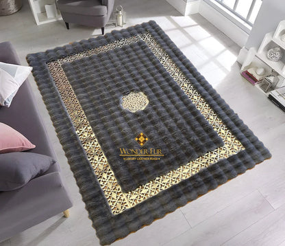 Handmade Extra Soft Plush Gray Faux Fur Office Rug,Shaggy Non Slip Rug