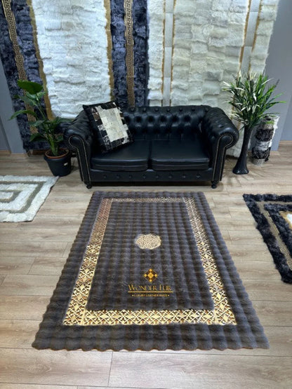 Handmade Extra Soft Plush Gray Faux Fur Office Rug,Shaggy Non Slip Rug