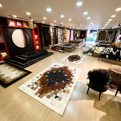 Handmade Luxury Multicolor Natural Cowhide Elegant Living Room Carpet